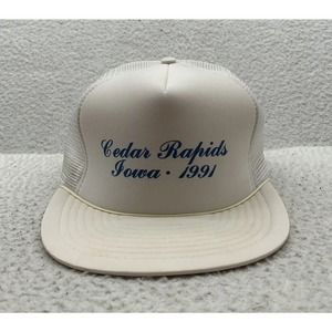 VTG San Sun Blockhead Trucker Hat Snapback Cedar Rapids Iowa 1991 White Foam Dad